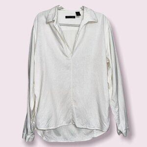 Kenneth Cole Linen Long Sleeve Blouse Coastal Lightweight Womens Size Large